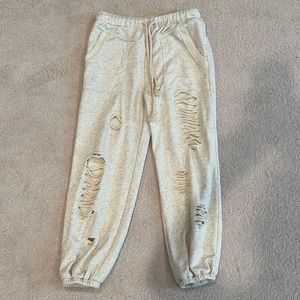 Women’s Medium Pol Daytime Distressed Ripped Jogger In Oatmeal